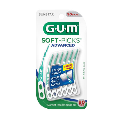 GUM Soft-Picks Advanced, Easy to Use Dental Picks for Teeth Cleaning Health, Disposable Interdental Brushes with Convenient Carry Case, Dentist Re...