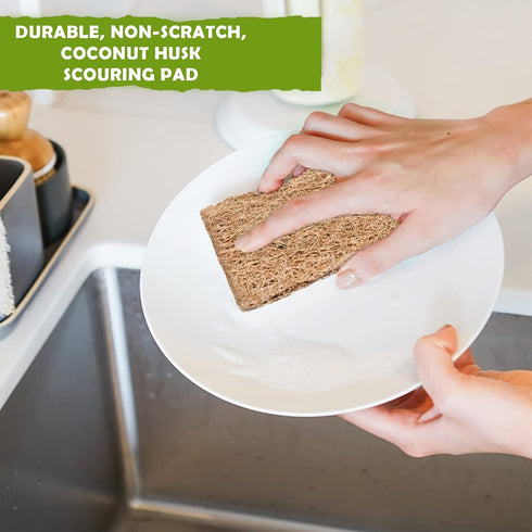 Coconut Husk Scrubber(3) Coconut Scouring Pads|Natural Dish Scrubber|Coconut Dish Scrubber|Eco Friendly Dish Scrubber|Coconut Scrubber|Coconut Hus...