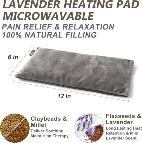 Heating pad Microwavable with Washable Cover 6 * 12" Microwave Moist Heat Pad for Neck Shoulder, Cramps, Back Pain Relief, Warm Compress Rice Bean...