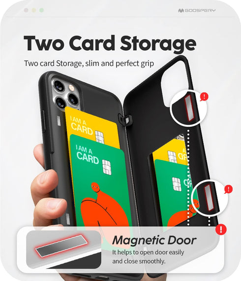 GOOSPERY Magnetic Door Bumper Compatible with iPhone 11 Pro Max, Wallet Case with Card Holder, Easy Magnetic Door Closure Protective Dual Layer Bu...