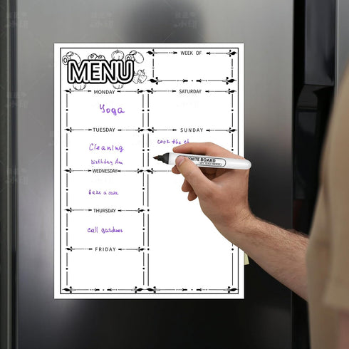 Magnetic Dry Erase Whiteboard for Fridge, Weekly Meal Planner Whiteboard for Kitchen Refrigerator, 16inch x 12inch - with 4 Whiteboard Markers and...