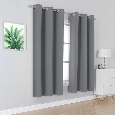 DUALIFE Solid Blackout Curtains for Bedroom 72 Inches Long Room Darkening Grey Grommet Curtain Draperies for Living Room Window Treatment Thermal ...