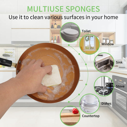 3 Natural Cellulose Loofah Sponges, Biodegradable Compostable, Scratch Resistant Kitchen Cleaning Sponges, Plastic Free Eco-Friendly Sustainable D...