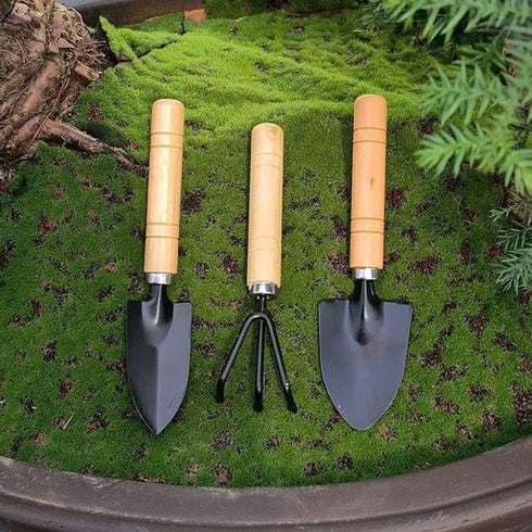 Mini Garden Shovel Weeding Household Flower Shovel Pot Plant Bonsai Tool Wooden Handle Gardening Potting Tool Handle Rake Gardening Shovel...