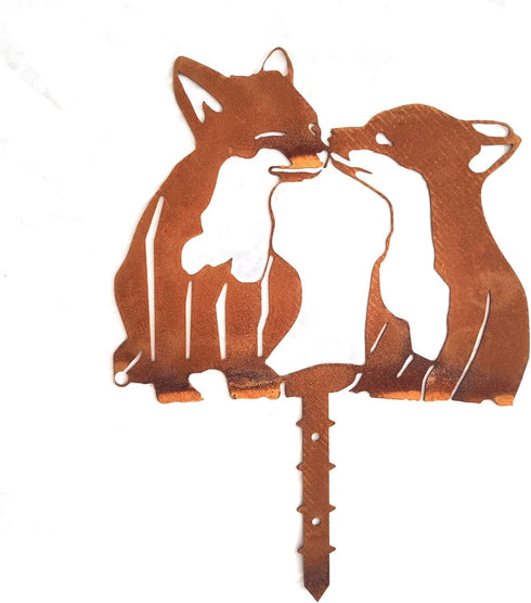 Garden Outdoor Fox Decoration Rusty Metal Yard Art Animal Corten Steel Garden Decor Decoration Stake Gift Handmade Wall Art for Yard Lawn Trees Fe...