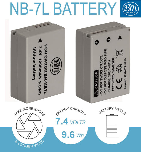 Big Mike's BM Premium NB-7L Battery for Canon PowerShot G10, G11, G12, SX30 IS Digital Camera...