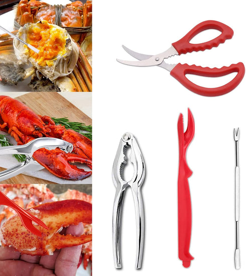 9Pcs Stainless Steel Seafood Tools Set - Crab & Lobster Crackers, Forks, Shell Openers, Nut Crackers - Durable Shellfish Tools for Crab Legs, Shri...