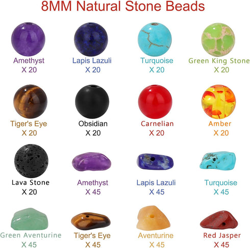 Raicegs Chakra Beads for Jewelry Making Real Natural Stone Beads for Bracelets Making Kits Healing Crystals DIY Gemstone for Necklace Earring Maki...