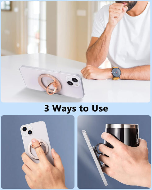 Magnetic Phone Grip (MagGo) Removable Phone Holder Stand Adjustable Finger Ring Grip Compatible with Magsafe for All Smartphone/Case (Rose Gold).....