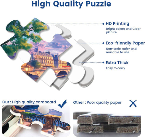 300 Piece Puzzle for Adults-Blooming Paris | Recycled Cardboar Jigsaw Puzzles 300 Pieces | Challenging Family Activity Great Gift Idea for Family ...