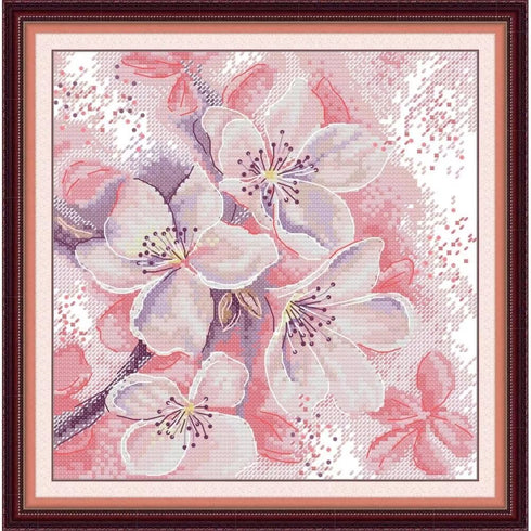 CROSSDECOR Stamped Cross Stitch Kits for Beginners- Full Set of Pink peach blossom Embroidery for Adults,11 CT 3 Strands DIY Patterns Counted Arts...