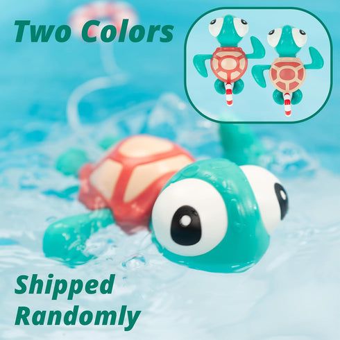 Pull-string Swimming Sea Friends Bath Toy for Kids (Turtle with Swim Ring)...