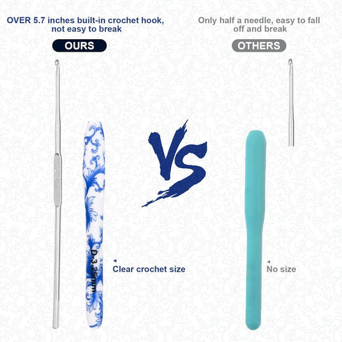 BCMRUN 3.25 mm(D) Crochet Hook for Arthritic Hands, Ergonomic Soft Grip Handle, Extra Long? Knitting Needles Rubber Handle Hook Crochet Needle for...