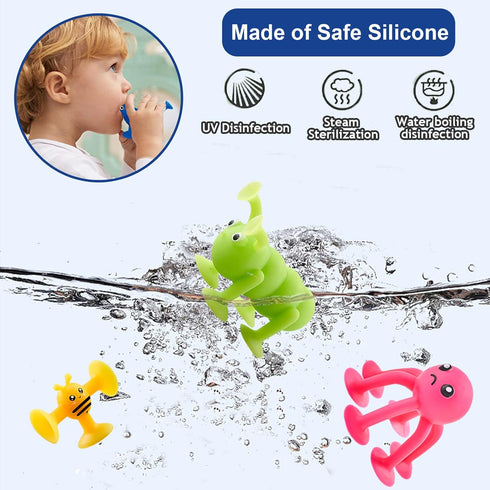 ZMZS Suction Toys for Baby, Bath Toys for Kids Ages 4-8, 40 Pieces Toddler Stress Release Sensory Toys, Suction Cup Animal with Dinosaur Eggshell ...