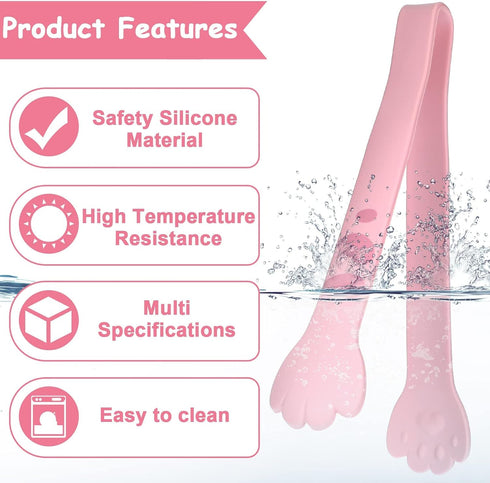 Cat Tongs 7 Inch Cute Cat Paw Shape Tongs Kitchen Tongs Silicone Cooking Tongs for Cooking BBQ Grilling Sweets, silicone mini tongs,silicone toast...