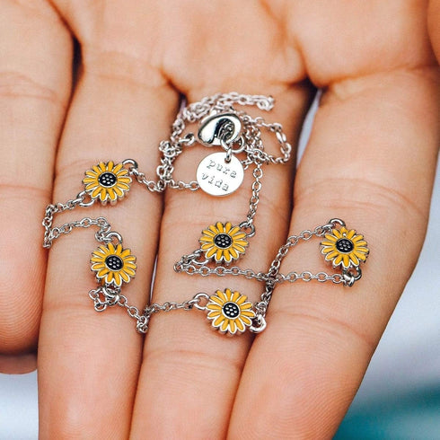 Small Sunflower Choker Necklace Cute Silver You are My Sunshine Vintage Pendant Jewelry Handmade Birthday Gifts for Mom Women Daughter Garden Dais...