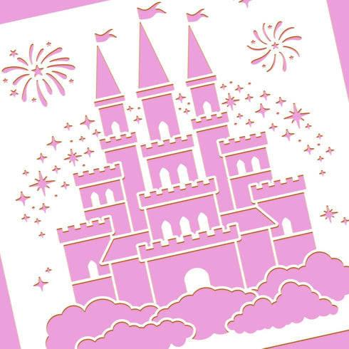 BENECREAT Castle Plastic Painting Stencil, 12x12 Star Firework Pattern Craft Template DIY Art Craft Stencil for Scrabooking Card Wood Paper Wall D...