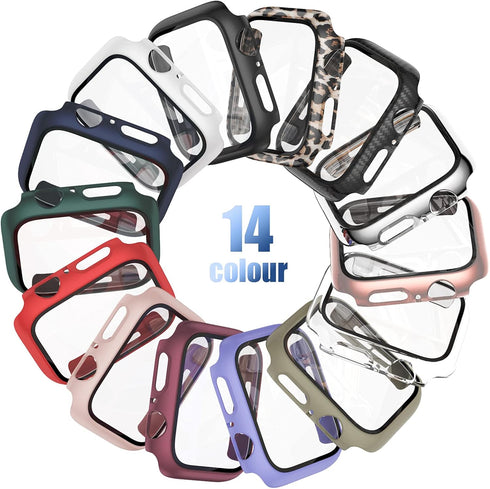 14 Pack Case with Tempered Glass Screen Protector for Apple Watch 38mm Series 3/2/1,anotch Slim Guard Bumper Full Coverage Hard PC Protective Cove...
