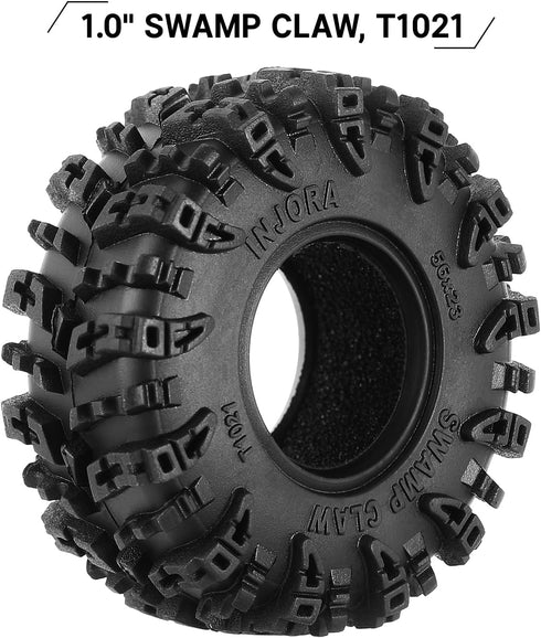 INJORA 1.0 Tires - S5 Swamp Claw Mud Terrain Tires for TRX4M AX24 SCX24 FCX24 1/18 1/24 RC Crawler Car, 56 * 23mm, T1021...