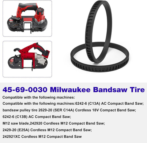 4 Pack 45-69-0030 Blades Pulley Tires For Milwaukee Bandsaw Series 2629-20 6242-6 2429-2...