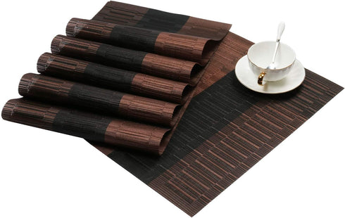 SHACOS Placemats Set of 4 Woven Vinyl Table Mats Place Mats for Dining Table Heat Resistant Wipe Clean (4, Ombre Coffee Black)...
