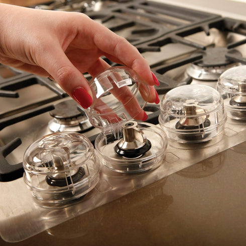 Rocky Mountain Goods Stove Knob Safety Covers for Baby/Kids/Pets - 5 Pack of Heat Proof Covers for Oven/Stove - Clear Universal Knob Covers for In...