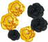 3D Paper Flowers Gold Black Graduation Craft Paper Flowers,6PCS Paper Pom Pom Backdrop Photo Booth for Baby Shower Decor Centerpiece Wedding Birth...