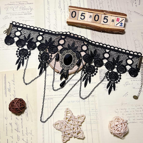 Gothic Black Lace Necklace Steampunk Vampire Choker Punk Victorian Costume Party Retro Vintage Wedding Party Prom Festival Halloween Jewelry for W...