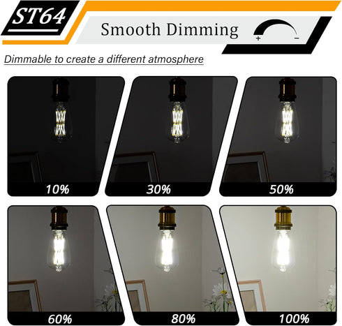 16W Dimmable ST64 Led Bulbs 5000K Daylight White Light Bulbs with 90+ Cri, E26 Base,Clear Glass,1920 lumen,Pack of 4...