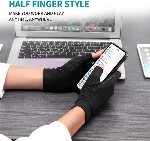 Copper Arthritis Gloves for Women Men, Fingerless Breathable & Moisture Wicking Arthritis Compression Gloves for Computer Typing and Dailywork of ...