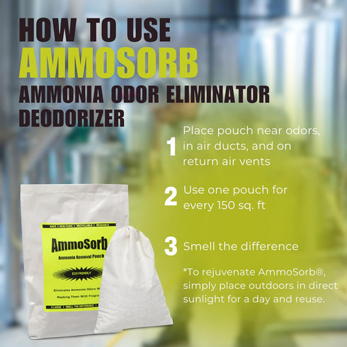 Reusable Ammonia Odor Eliminator Deodorizer Pouch: Treats 150 Sq. Ft....