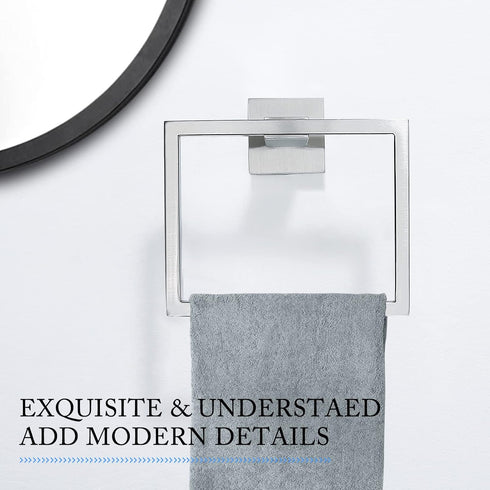 TNOMS Brushed Towel Ring Modern Square Hand Towel Bar,Towel Holder for Bathroom,Wall Mount Stainless Steel...