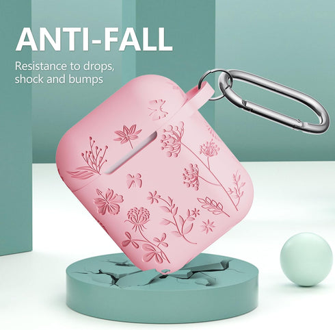 Compatible with Airpods Case - Flower Engraved Soft Silicone Case for Airpods 2nd Generation Case - Cute Case for Airpods Case 1st/2nd Generation ...