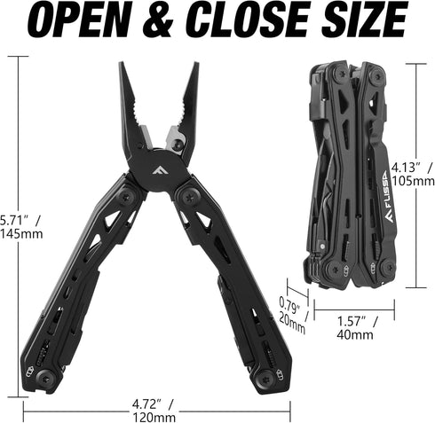 FLISSA 16-in-1 Stainless Steel Multi Tool, EDC Multitool with Pocket Knife, Pliers, Belt Clip and Oxford Sheath, Self-locking Utility Multi-Tool f...