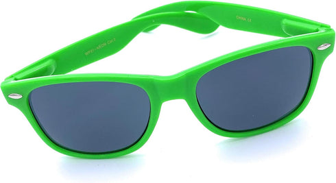Retro Style Sunglasses - Bright Neon or Solid Colors with Classic 80's Style Design (Neon Green)...