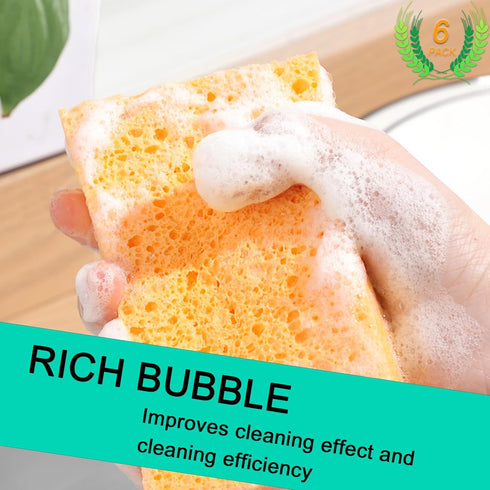 6-Count Extra Large Compressed Sponges Kitchen for Dishes, Sponges for Cleaning, Biodegradable Cellulose Compressed Sponges for Kitchen, Bathroom,...
