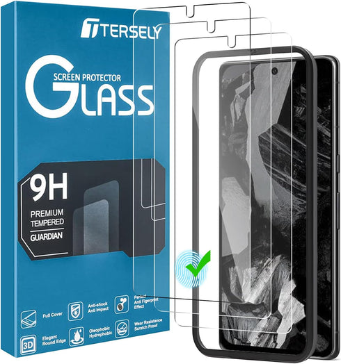 T Tersely 3 Pack for Google Pixel 8a Screen Protector,2024 Released (6.1 inch),Support Fingerprint Unlock Premium HD Tempered Glass Film,Case Frie...