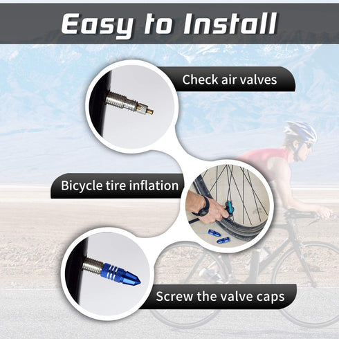 Blue Bike Valve Cap Presta Valve Caps Aluminum Anodized Valve Stem Covers Bike Air Valve Caps Fit Presta/French Valves on MTB Mountain/Road Bike R...
