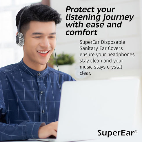 Sonic Technology Disposable Sanitary Ear Covers for Headphones and Headsets: 50 Pair (2.5") Woven Paper Head Phone Ear Caps - Hygienic Headset & H...