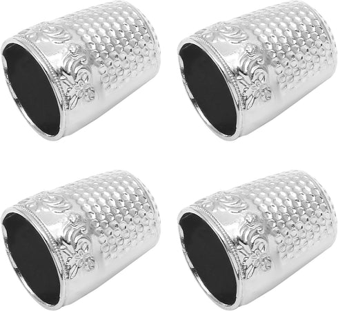 Coufce 4 Pcs Metal Sewing Thimble, Quilting Thimbles, Finger Shield, Silver Fingertip Protector Thimbles for Hand Sewing Craft Accessories...