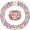 ARATLENCH Heishi Surfer Necklaces Bracelets –Colorful Vinyl Disc Beads Love Necklace Boho Rainbow Stack Stretch Friendship Bracelet Necklaces Set ...