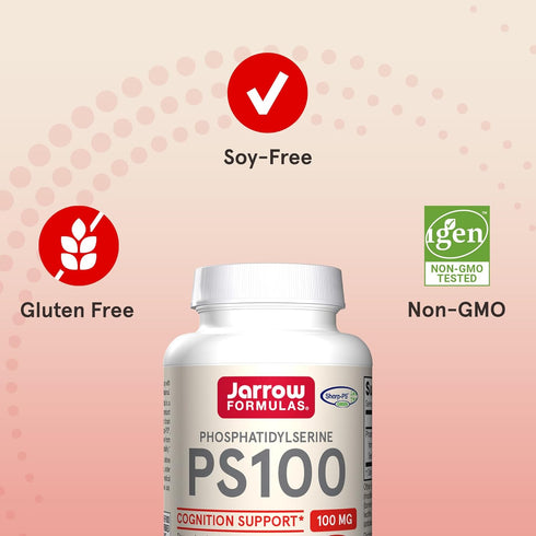 Jarrow Formulas 100 mg Phosphatidylserine (PS 100), Supports Brain Health, Soy Free, White, 60 Count...