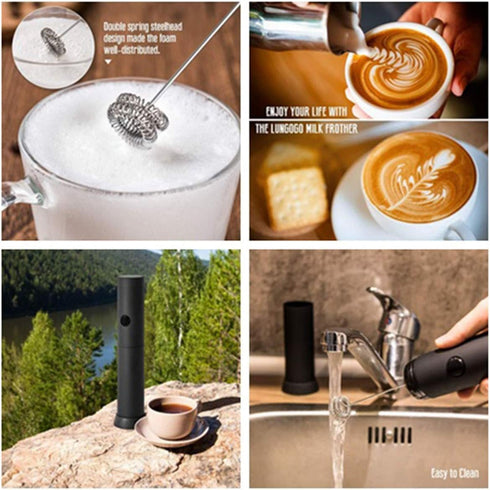 Handheld Electric Double Mesh Milk Frother Whisk Latte Cappuccino Barista Art...