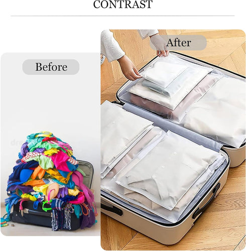 Clothes Packaging Bags for Shipping, 50Count 7x9 inch Frosted Zipper Plastic Bags for Clothing, Clear Apparel Bag for T-Shirt, Shirt, Document, 5 ...