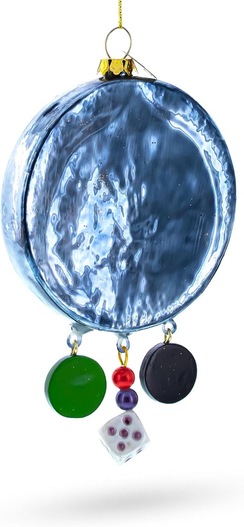 Roulette and Casino Poker Chip Glass Christmas Ornament...
