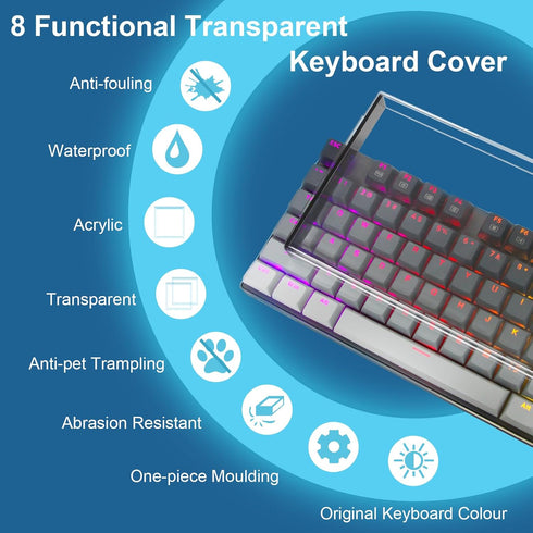 Desing Wish Keyboard Cover for Redragon K556, Water Resistant Half-Covered Acrylic Keyboard Dust Cover Anti-Cat Keyboard Lid Compatible with Redra...