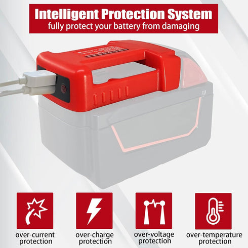 USB Power Tool Battery Chargers for Milwaukee M18 18V Battery ?USB Charger Adapter with USB-A&USB-C 2.1A Fast Charge Ports...