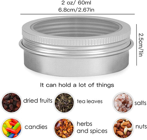 Lainrrew 15 Pack 2oz Metal Round Tins, Aluminum Empty Candle Tins with Screw Lid Small Storage Travel Tin Jars Containers for Spices, Candles, Art...