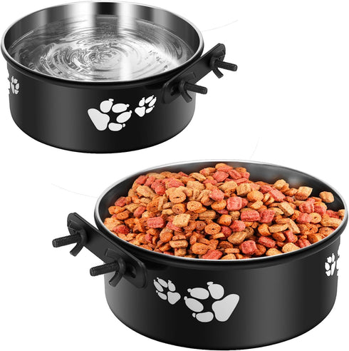 Kennel Water Bowl Hanging, ShineMe 2 Pack Stainless Steel Food and Water Bowl for Dog Cage, Crate, Kennel Bowls Mountable for Medium and Small Dog...