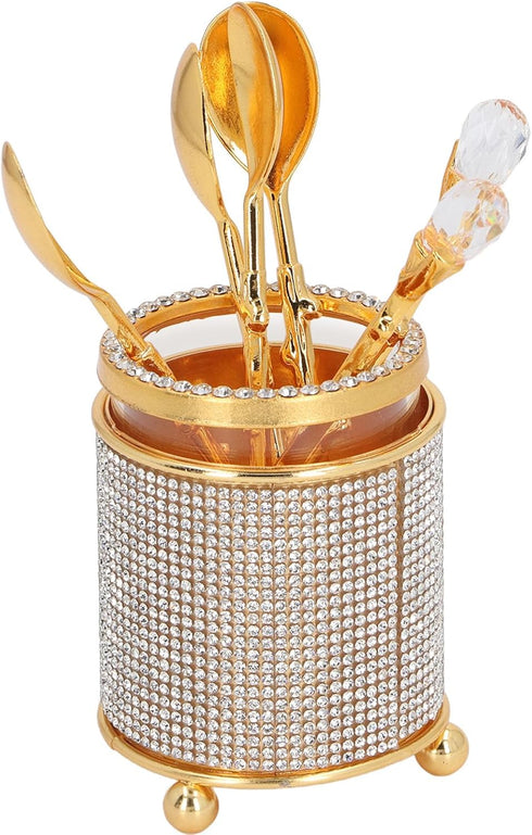 Coffee Spoons Set, 6Pcs Gold Espresso Spoons with Holder, Mini Gold Teaspoons Stirring Spoon Dessert Spoons Small Spoons for Stirring, Mixing, Cof...